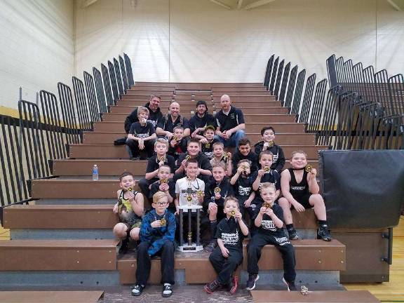 Warrior wrestlers bring home tourney medals The Delaware Valley team pictured with coaches in the back (from left): Ray D'Ambola, assistant junior varsity coach; Rob Black, assistant varsity head coach; Steve Elliott, junior varsity head coach; and BJ Henderson, varsity head coach (Photo provided)