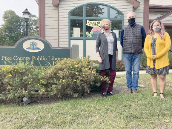 From left: Musical Director Sandy Stalter, Artistic Director Jeffrey Stocker and Pike County Public Library Executive Director Rose Chiocchi