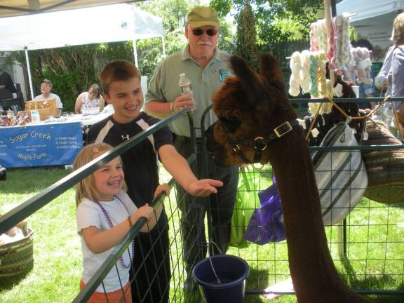 Fresh, local goods a plenty Thomas and Eva Bruveris feed the Alpacas.
