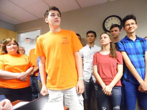 Odyssey students: We couldn't have done it without you Odyssey of the Mind students thank the school board and administrators for their support (Photo by Anya Tikka)