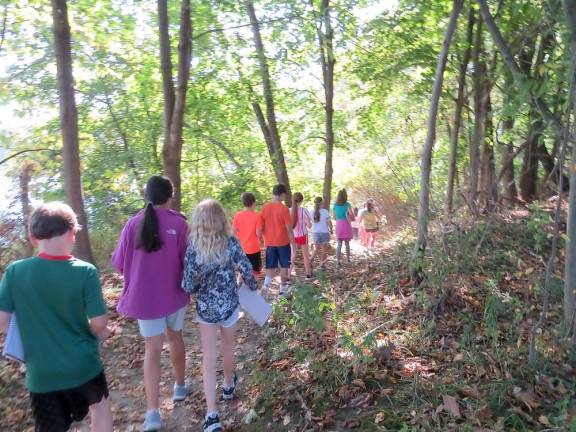 Students walked to the Delaware River