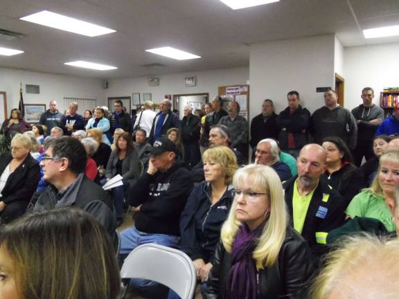 Earned income tax tabled for now The Matamoras meeting hall was packed. Officials want the public to help them with their budget. (Photo by Charles Reynolds)