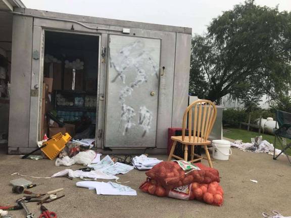 Anti-Semitic graffiti found at Airport Diner days before Rosh Hashanah Photo courtesy of GoFundMe The shed and outdoor freezer of the Airport Diner were broken into, and all of the food and supplies that were inside were destroyed.