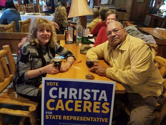 Local Dems rally around Pike candidate for state rep Supporters at the Failtes Irish Pub and Steakhouse reception (Christa Caceres for PA State Representative-189th District Facebook photo)