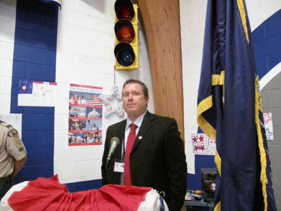 Shohola students give thanks to veterans School program director Edward Sokoloski addresses the audience at the Veterans Day breakfast