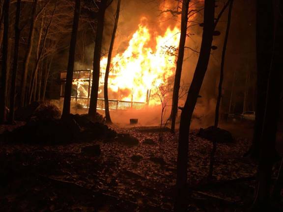 Dingman firefighters answer record 16 calls over MLK weekend Fire at Gap View Road in Gold Key development. (Photo provided)