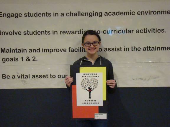 Posters raise autism awareness Keira Linehan won first place at Dingman Delaware Middle School (Photo provided)