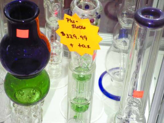 Penalty for paraphernalia can be worse than for drugs These bongs were for sale at Smoker's Choice in Matarmoras (Photo by Nathan Mayberg)
