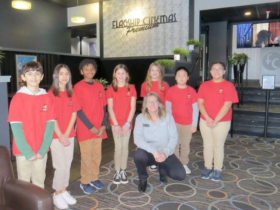 L-R: Brett Luposello, Anna Gallagher, Rayvon Carr, Emily Giblin, Ms. Roxanne DeLellas, Jordan Zielinski,