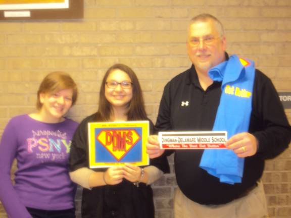 They're the best! From left: Leann Norman, student council vice president; Calista DiPrima, student council president; and Mr. David Koretz, February Teacher of the Month (Photo provided)