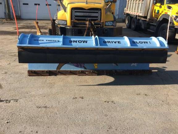 Paint the plow — but don't crowd it! Wallenpaupack's plow drives home the message: "When there's snow, drive slow!" (Photo provided)
