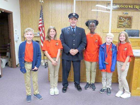 L-R: Patrick Tamplin, Emily Giblin, Mr. Chris Edwards, Sekai Jones, Connor Stewart, Kendall Eckert