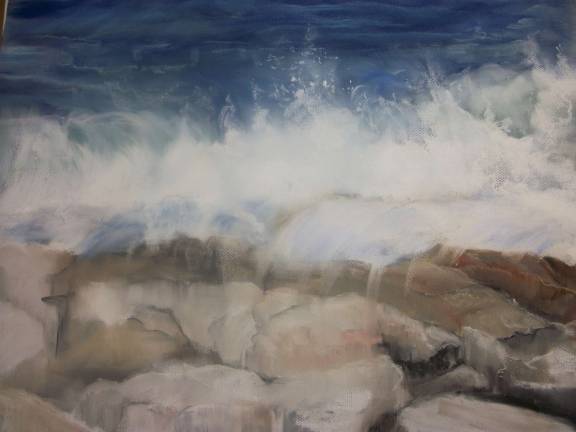Art on display around Port Jervis Joan Kehlenbeck, Rocky Coast of Maine, pastel.