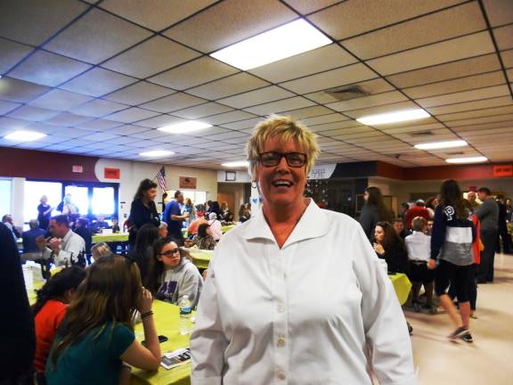 Delaware Valley High Drama Club raises the roof with 'Fiddler' Director Kim Golden in the cafeteria (Golde's Café) during intermission.