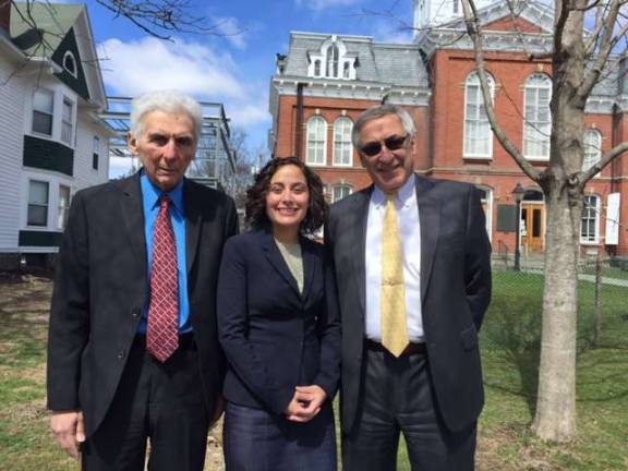 Frein returns from hospital to more testimony from the prosecution The defense team, from left: William Ruzzo, co-counsel; Jessica Miraglia, intern; Michael Weinstein, co-counsel (Photo by Marilyn Rosenthal)