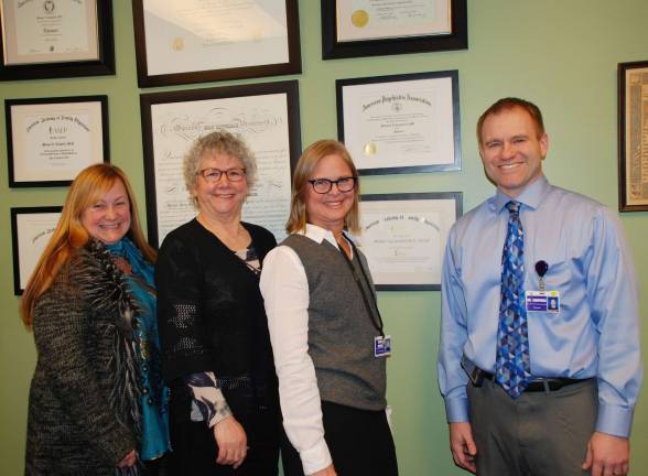 Honesdale psychiatrist now certified in addiction medicine Dr. Michael C. Campbell, who recently received board certification from the American Board of Addiction Medicine, is shown along with his team at the Behavioral Health Center in Honesdale (from left): Julie Pacheco, behavioral health services manager; Susan Leba, LPN; Marie Menica, behavioral health RN; and Dr. Campbell (Photo provided)