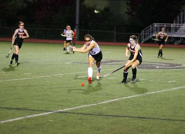 Delaware Valley Warriors tame Tunkhannock Tigers in field hockey Delaware Valley Warrior Brenna Cavallaro in the midst of a swing. Cavallaro scored one goal (Photo by George Leroy Hunter)