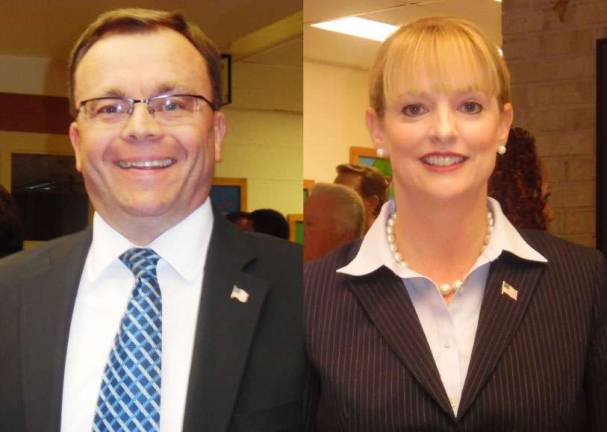 DA candidates answer questions The district attorney candidates at Monday's forum: incumbent Ray Tonkin and challenger Kelly Gaughan (Photo by Anya Tikka)