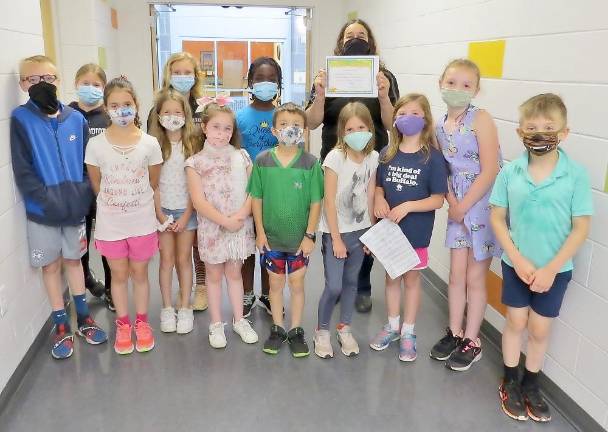 Extra Special Mention, Winner of Best Custodian: Mrs. Cheryl Rhinesmith. Back (from left): Jace Thiele, Regan Donnelly, Eva DeLauro, Kendall Eckert, Corey Cook, Gia Cosentino, Sekai Jones, Dominick DeLauro, Ms. Rhinesmith, Jodie Harrison, Hazel Pope, Jovey Thiele, Patrick Tamplin (Photo by Peg Snure)