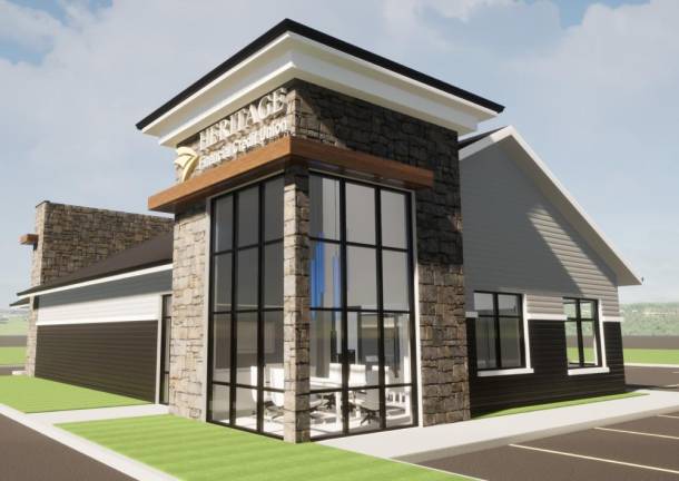 A rendering of the credit union building.