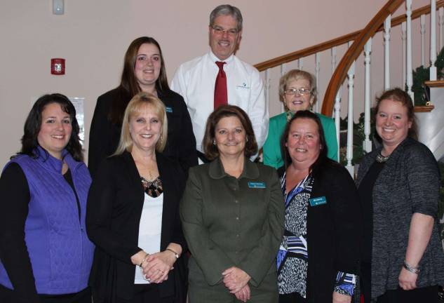 Lakeland Bank honors colleagues for years of service Photo provided President and CEO Tom Shara (back row) stands with colleagues celebrating 10 years of service with Lakeland Bank. Standing in the back row (from left): Mary Miller and Helen Malady. Front: Jennifer Morciglio, Kathy Picun, Nancy Norman, Marianne Carter, and Maureen Kennedy. Not pictured: Regina Major, Julie Mulligan, and Linda Riker.