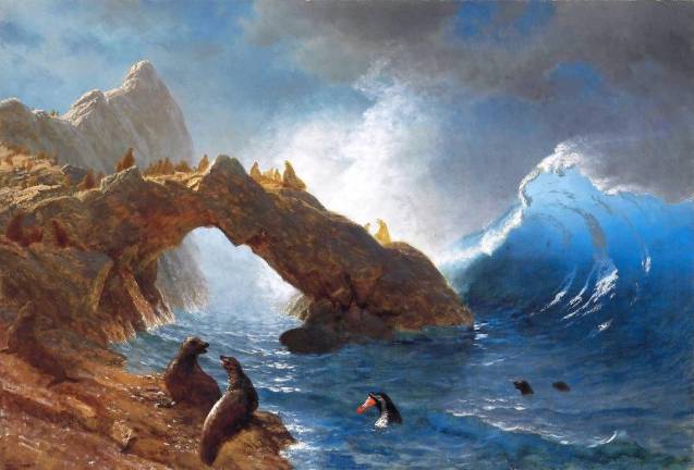 “Seals on the Rocks,” by Albert Bierstadt (1873)