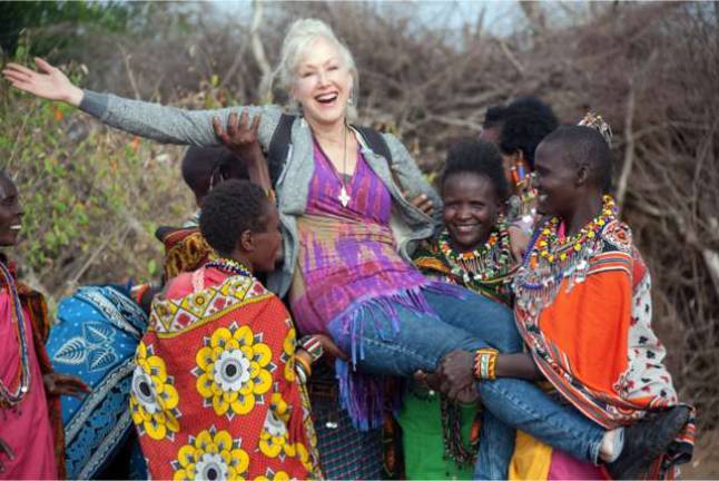 Wendy Kaplan with Masai warriors (Photo provided)