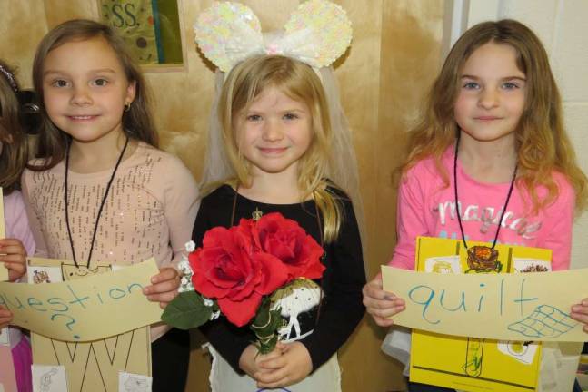Kindergartners celebrate the union of 'Q' and 'U'! Bride Taryn Kaylor (Photo by Peggy Snure)