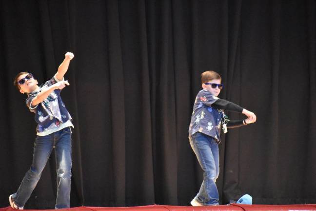 Lip sync packed with class acts Dominic Delauro and Keston Monahan, grade 5.