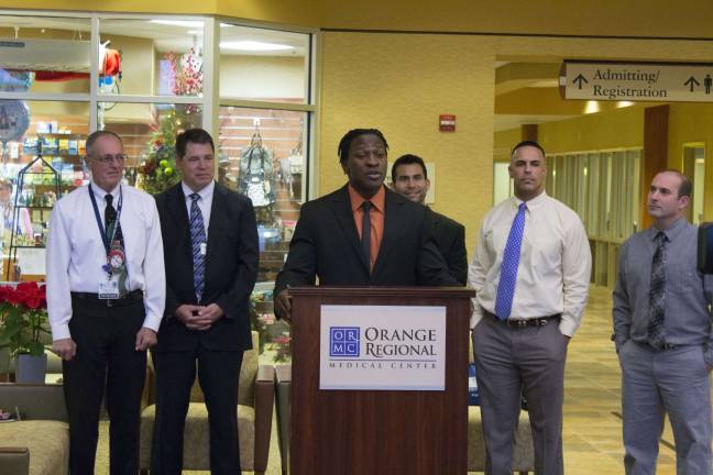 Time to shape up for Hercules Challenge Hercules Challenge organizer Damola Akinyemi with representatives from the event's sponsor, Orange Regional Medical Center (Photo provided)