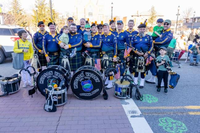 Hudson Valley Regional Police Pipes &amp; Drums at the Port Jervis St. Patrick’s Day Parade on March 3, 2024. Photo by Sammie Finch