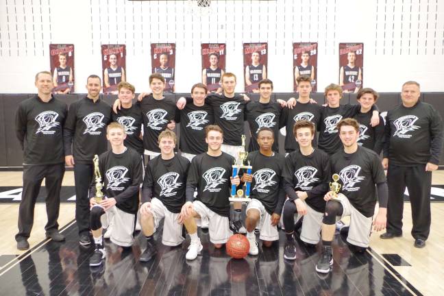 DV Warriors defeat Valley Central Vikings in holiday tournament The 2017 Delaware Valley Warriors and coaching staff pose for a post championship game portrait. Players names (including not present) are Clay Chelak, Dylan Kelly, Hassan Keys, Zach Klapak, Tyler Magee, Grant Berrios, Tom Raniero, Jared Odynsky, Blake Gearhart, Jackson Shafer, Matthew Campbell, Josh Balcarcel, Infinite Campbell, Peyton Robertson, Zach Scillia, Jackson Melnick, Aiden Oliver, Mason Longobardi and Liam Sheldon. (Photo by George Leroy Hunter)