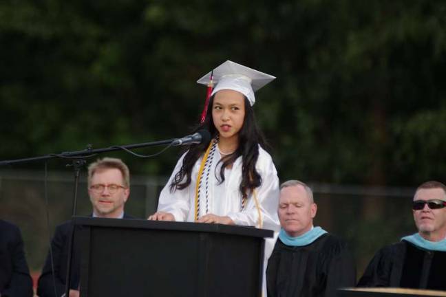 Delaware Valley graduates are all smiles 2015 valedictorian Cathy Li.