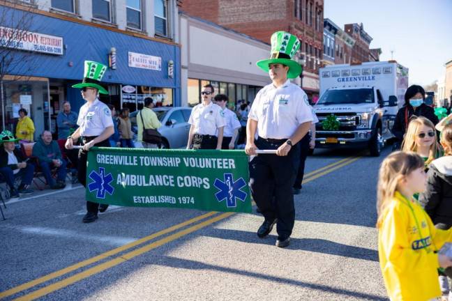 Greenville Township Volunteer Ambulance Corps at the Port Jervis St. Patrick’s Day Parade on March 3, 2024. Photo by Sammie Finch