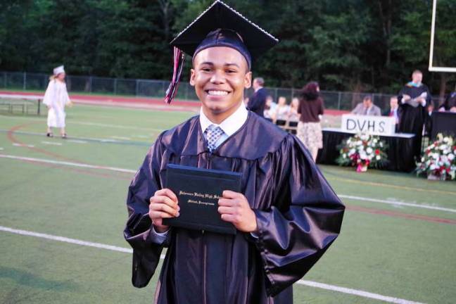 Delaware Valley graduates are all smiles Graduate Shemar Williams is all smiles after receiving his diploma.