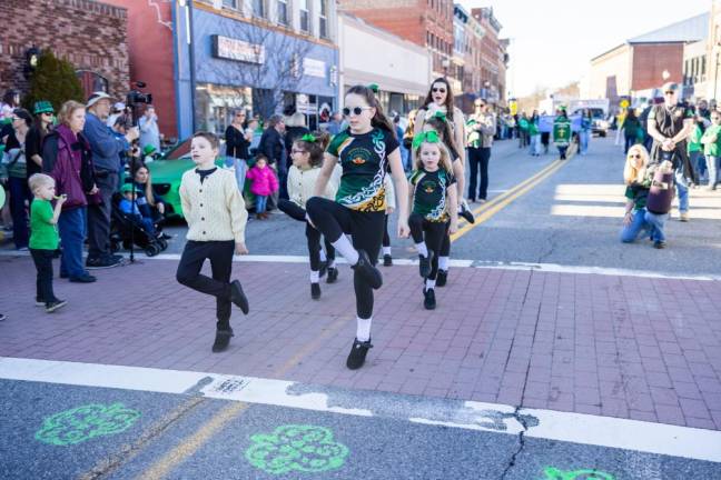 Local Irish step dancers preform at the Port Jervis St. Patrick’s Day Parade on March 3, 2024. Photo by Sammie Finch