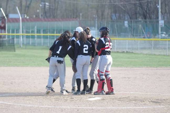 Delaware Valley defeats Western Wayne in softball The Delaware Valley Lady Warriors meet on the pitcher's mound