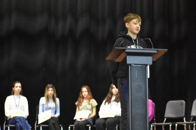‘Show-off time’: 31 rounds marks district spelling bee record Seventh-grader Wyatt Malenczak won the Delaware Valley Middle School spelling bee.