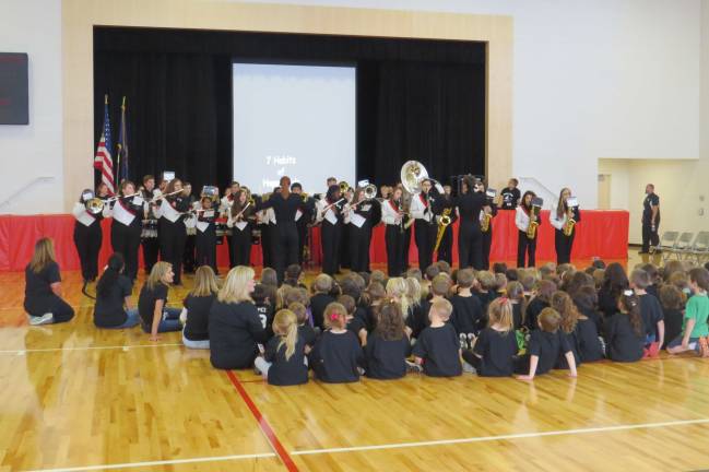 Let’s go! The DV Marching Band played for the school (Photo provided)