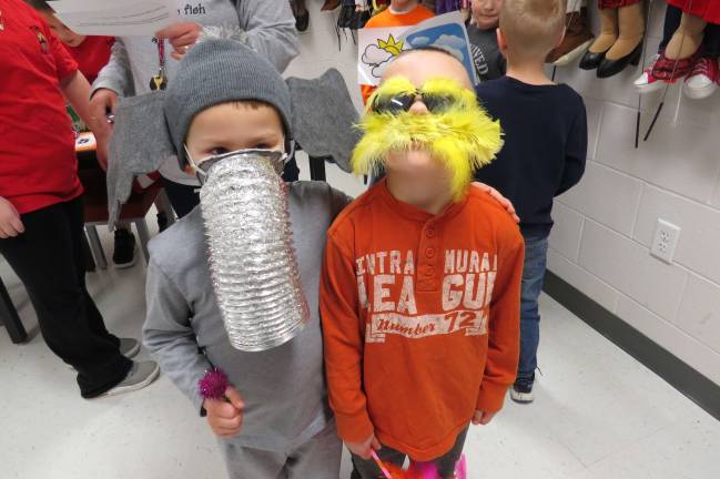 Seuss on the loose at DVES Nathan Mang and Matt Colon on DVE-News/TV (Photo by Peggy Snure)