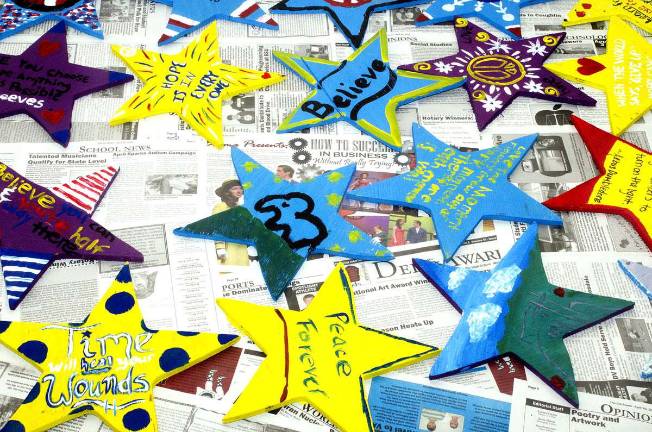 Charlie Vitchers Day These "Stars of Hope" that students painted Wedesday are symbols of a national relief initiative aimed at cities and towns struck by disaster.
