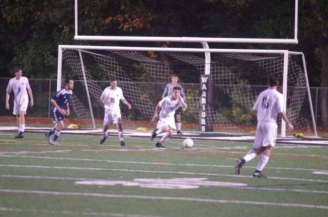 Abington Heights defeats DV in boys soccer The Delaware Valley Warriors defend their side of the field. (Photo by George Leroy Hunter)