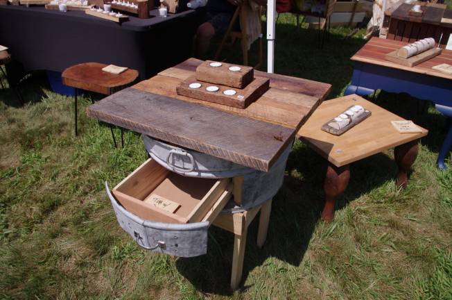 An old-fashioned, hand-crafted wooden wash tub.