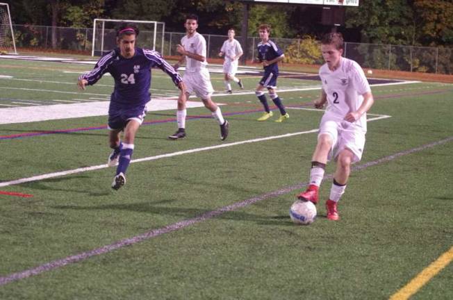 Abington Heights defeats DV in boys soccer Delaware Valley's Clay Chelak controls the ball. (Photo by George Leroy Hunter)