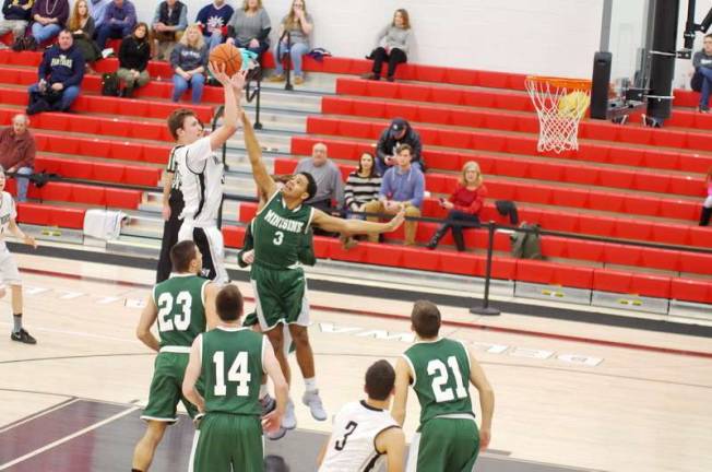 DV Warriors defeat Minisink Valley in holiday tournament Delaware Valley's Shane Acoveno in the midst of a shot as Minisink Valley's Carlos Forde attempts to block it. Acoveno scored 13 points.