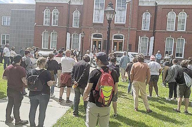 People gathered at the Pike County Courthouse in Milford (Photo courtesy of Ed Gragert)