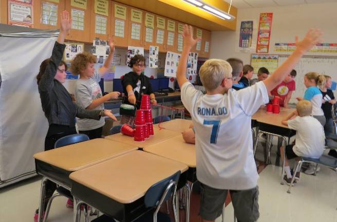 Teamwork makes the dream work at DVES From left: Shannon O’Leary, Liam Orben-McDaniel, Winter Lily Oliver, and Zachary Copertino