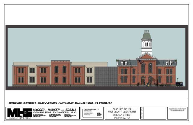 Courthouse annex nears completion Architect's rendering showing Broad Street elevation without buildings in front