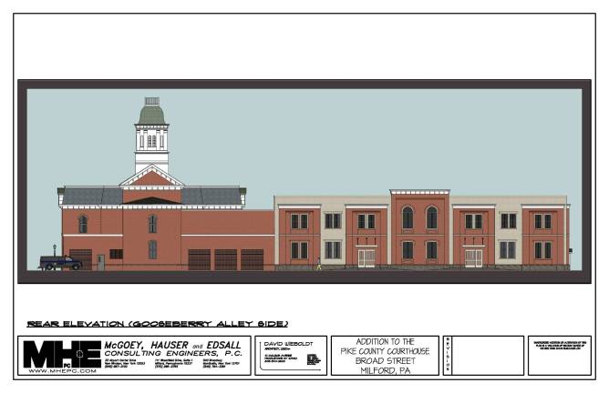 Courthouse annex nears completion Architect's rendering showing rear elevation