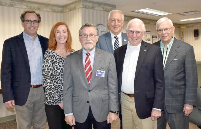 From left: Matthew Meagher; Joann Hudak; Hugh Rechner; William Dewar III, MD, Wayne Memorial Chief of Staff; Wendell Hunt and Frank Borelli.
